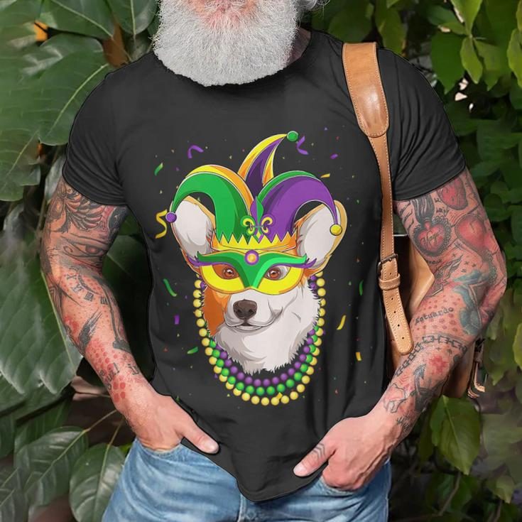 Jester Welsh Corgi Dog Mask Beads Fat Tuesday Parade Kids Unisex T-Shirt Gifts for Old Men