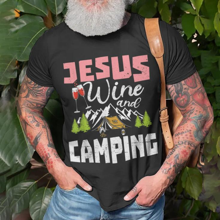 Jesus Wine And Camping For Women Mom Girl Unisex T-Shirt Gifts for Old Men