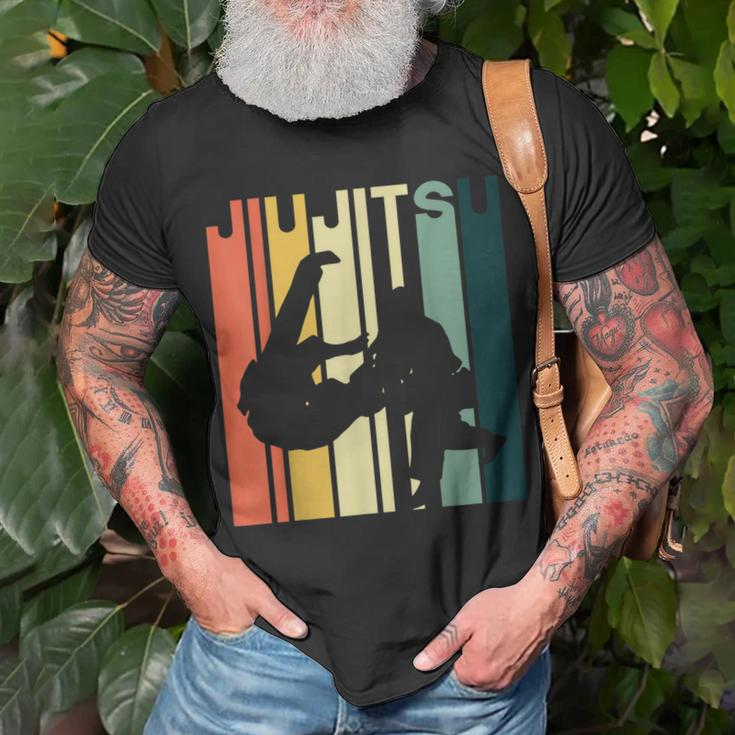 Jiu Jitsu Silhouette Bjj Brazilian Jiu Jitsu Retro T-Shirt Gifts for Old Men