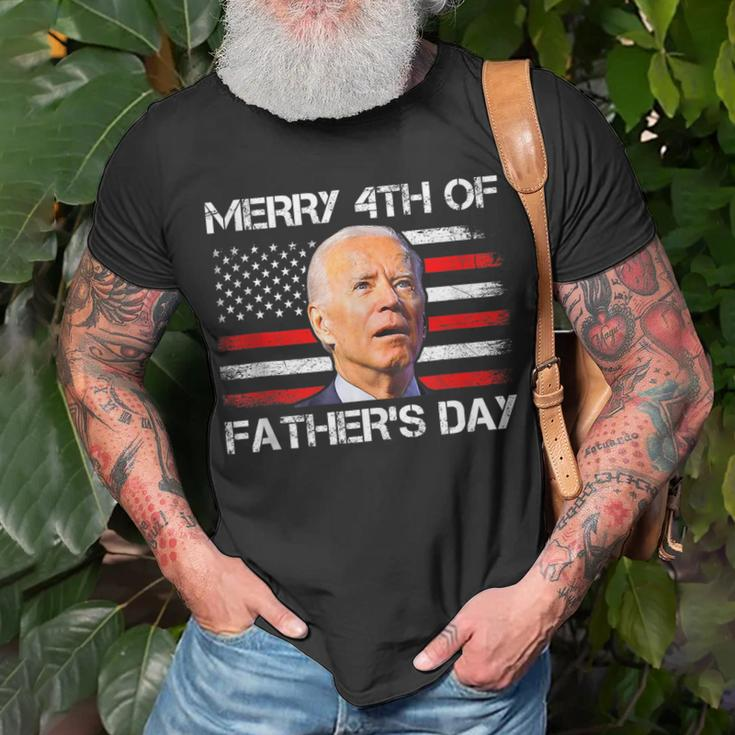 Joe Biden Merry 4Th Of Fathers Day Funny 4Th Of July Us Flag Unisex T-Shirt Gifts for Old Men