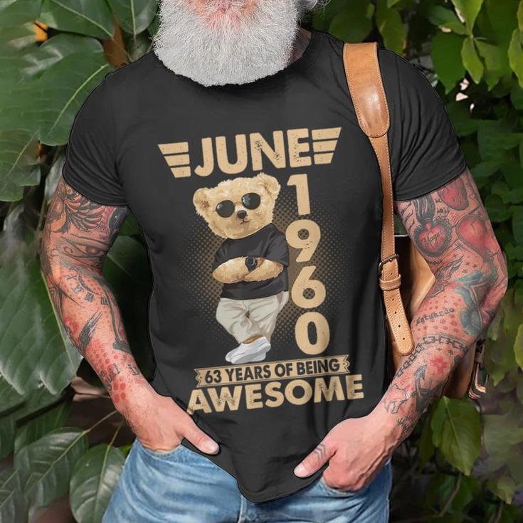 June 1960 63Rd Birthday 2023 63 Years Of Being Awesome Unisex T-Shirt Gifts for Old Men