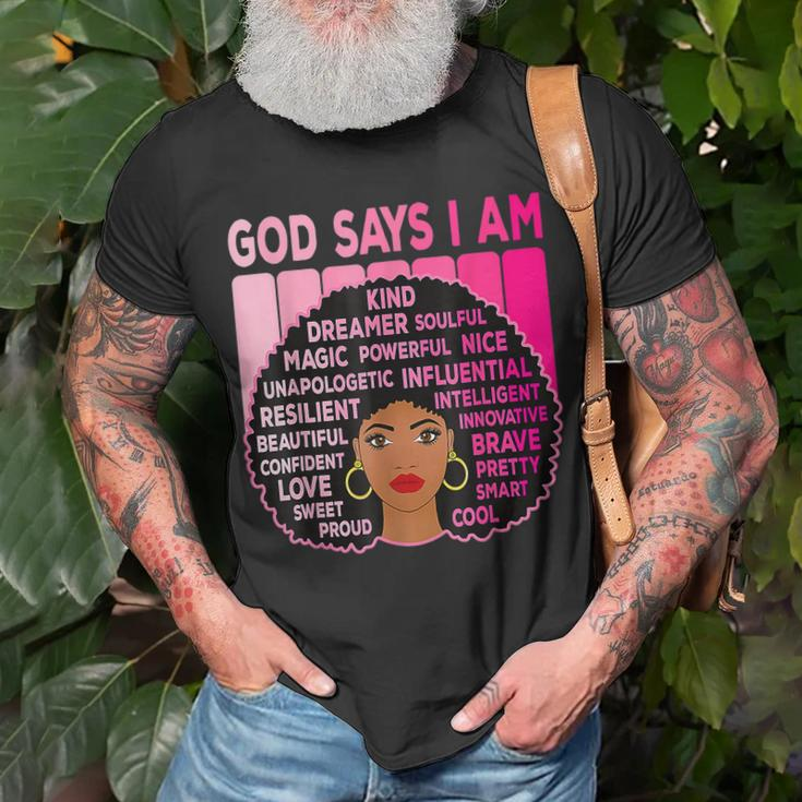 Junenth Afro American Melanin Black Pride Pink African T-Shirt Gifts for Old Men