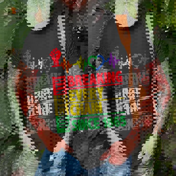 Junenth Breaking Every Chain Since 1865 African Freedom Unisex T-Shirt Gifts for Old Men
