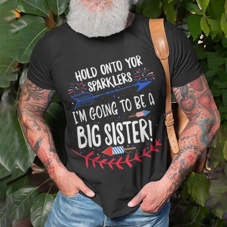 Kids Big Sister Sparkler 4Th Of July Pregnancy Announcement Unisex T-Shirt Gifts for Old Men