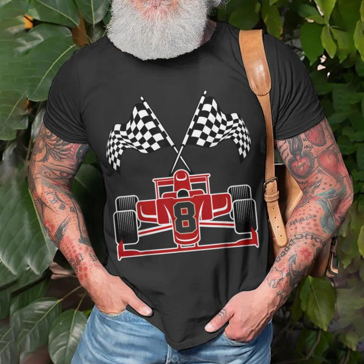 Kids Race Car Theme 8Th Birthday Party Racing 8 Year Old Boy Unisex T-Shirt Gifts for Old Men