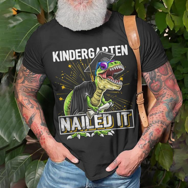 Kindergarten Nailed ItRex Dinosaur Graduation Cap Gown Unisex T-Shirt Gifts for Old Men