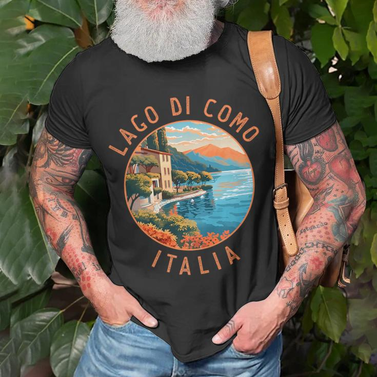 Lago Di Como Italia Distressed Circle Vintage Unisex T-Shirt Gifts for Old Men