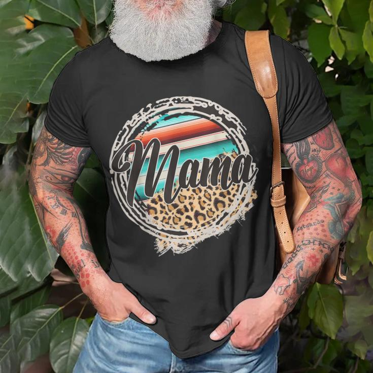 Leopard Cow Pattern Mama Serape Print Cowgirl Rodeo Mommy Unisex T-Shirt Gifts for Old Men