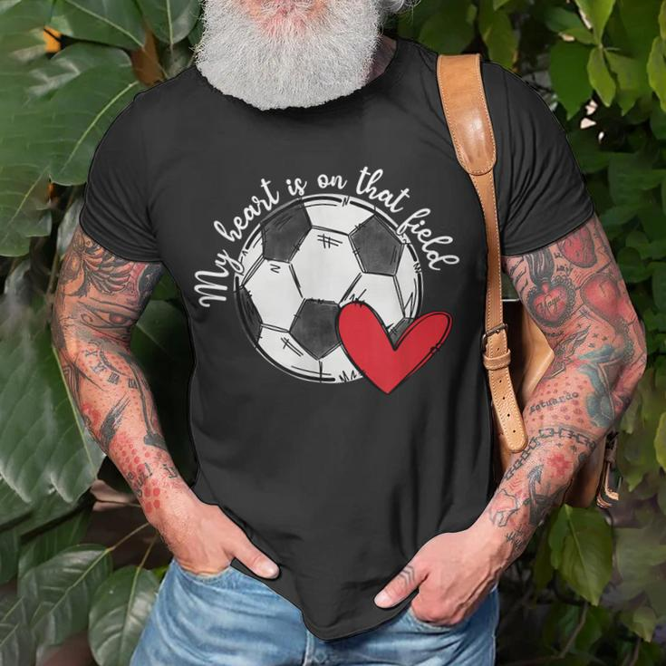 Leopard My Heart Is On That Field Soccer Game Day Vibes Unisex T-Shirt Gifts for Old Men