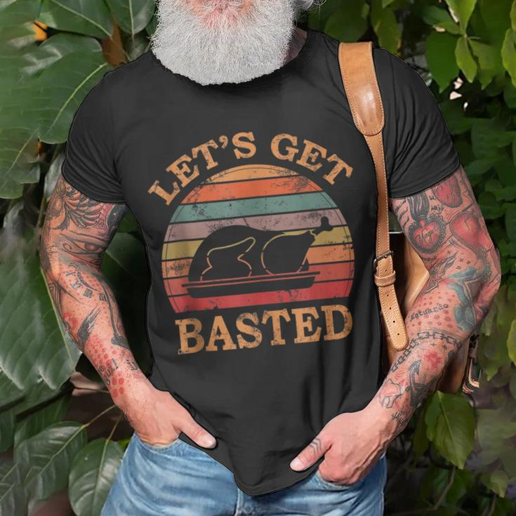 Let's Get Basted Thanksgiving Costume Leg Turkey Day Retro T-Shirt Gifts for Old Men
