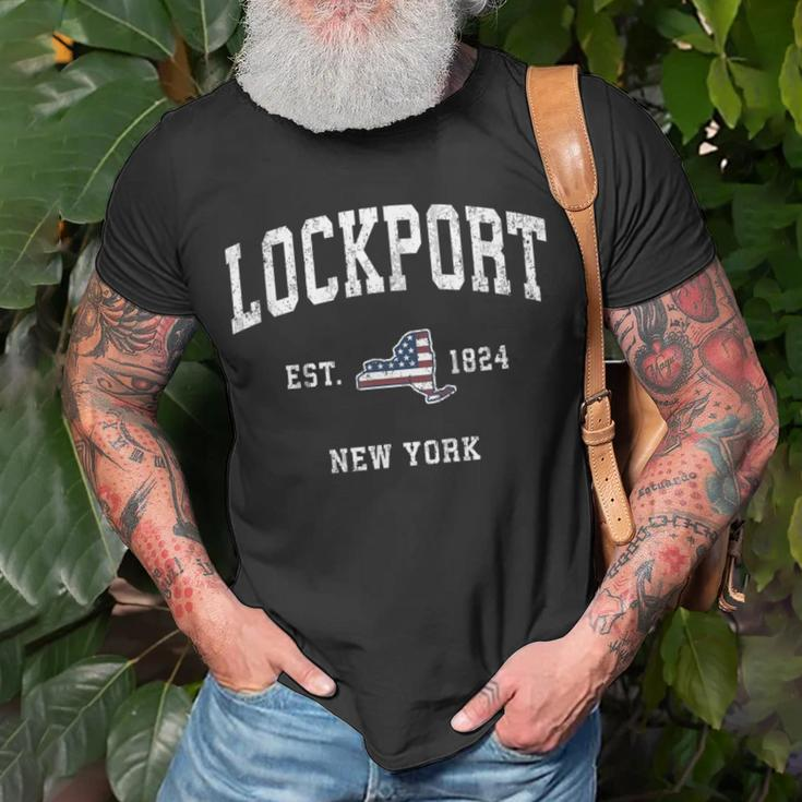 Lockport New York Ny Vintage American Flag Sports T-Shirt Gifts for Old Men