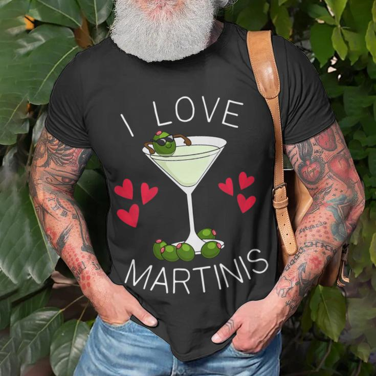 I Love Martinis Dirty Martini Love Cocktails Drink Martinis T-Shirt Gifts for Old Men