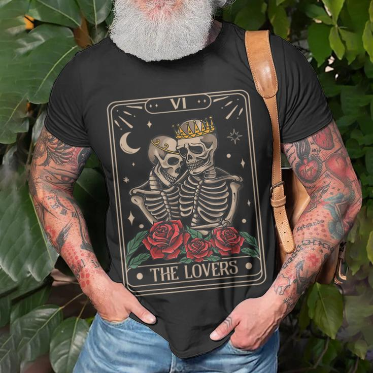 The Lovers Vintage Tarot Card Astrology Skull Horror Occult Astrology T-Shirt Gifts for Old Men