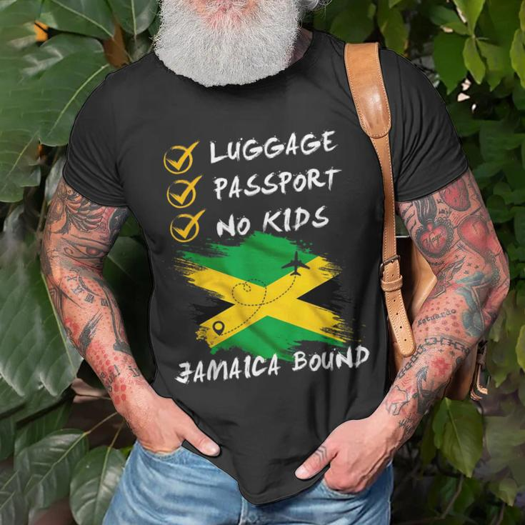 Luggage Passport No Kids Jamaica Travel Vacation Outfit Unisex T-Shirt Gifts for Old Men