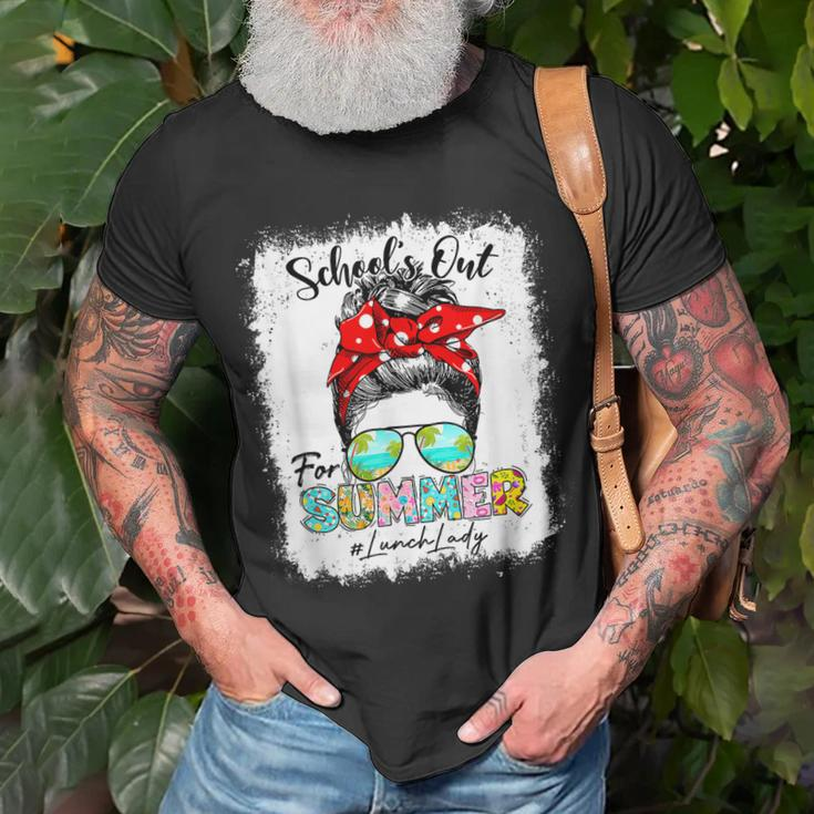 Lunch Lady Schools Out Summer Messy Bun Last Day Of School Unisex T-Shirt Gifts for Old Men