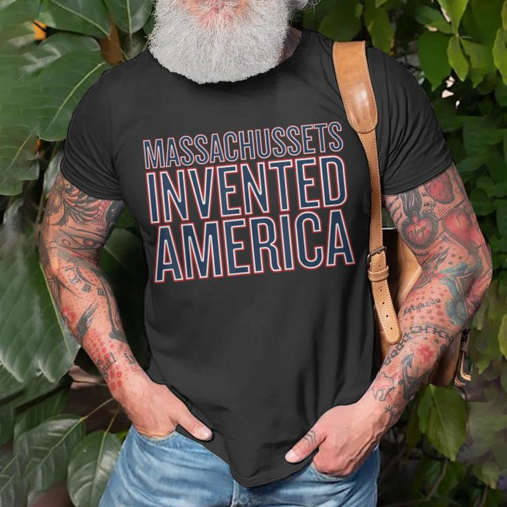 Massachusetts Invented America T-Shirt Gifts for Old Men
