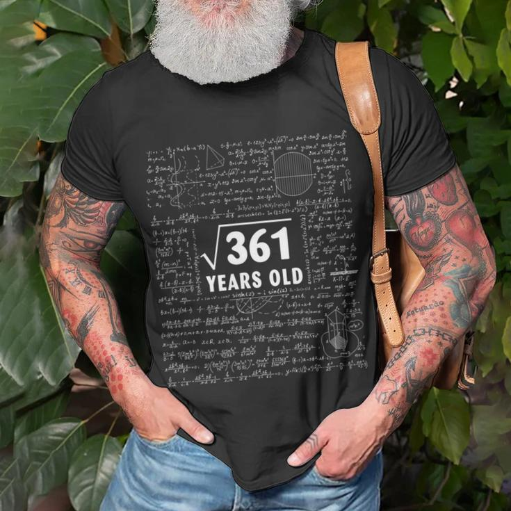 Math Geek Square Root Of 361 19Th Birthday 19 Years Old Math Funny Gifts Unisex T-Shirt Gifts for Old Men