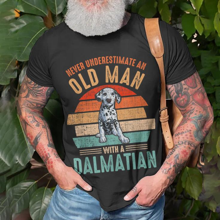 Mb Never Underestimate An Old Man With A Dalmatian T-Shirt Gifts for Old Men