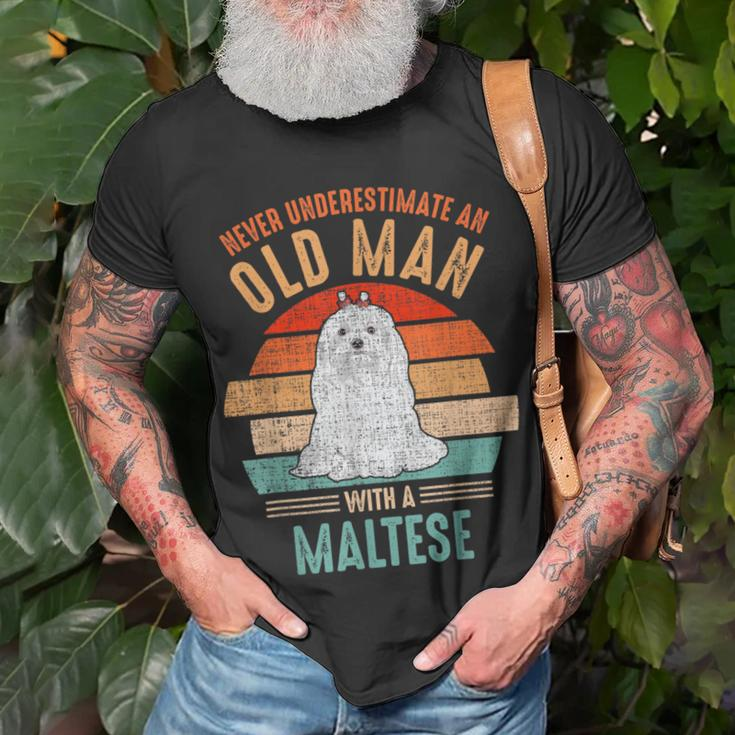 Mb Never Underestimate An Old Man With A Maltese T-Shirt Gifts for Old Men