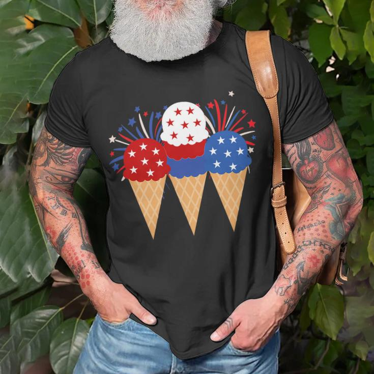 Memorial Day 4Th Of July Patriotic Ice Cream Cones Popsicle Unisex T-Shirt Gifts for Old Men