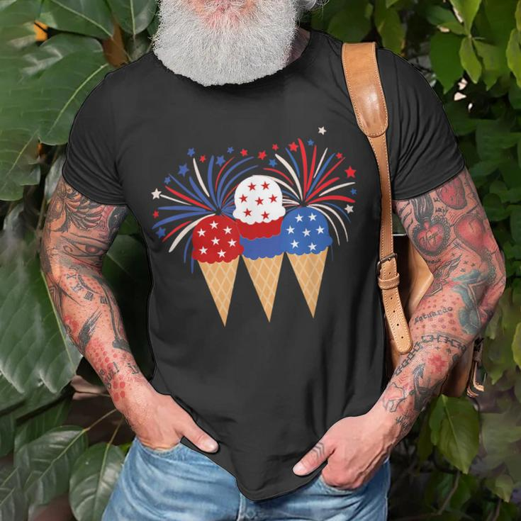 Memorial Day Patriotic Ice Cream Cones 4Th Of July Popsicles Unisex T-Shirt Gifts for Old Men