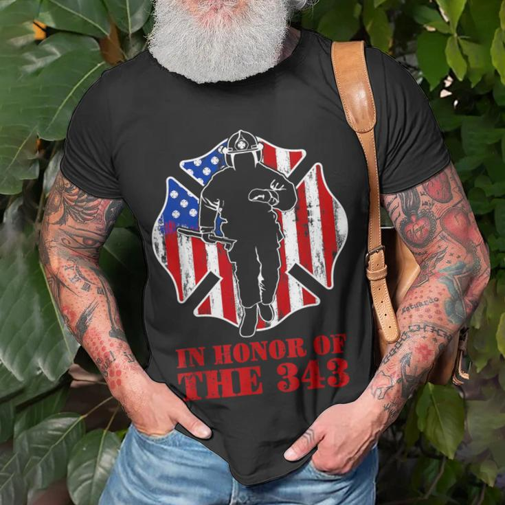 In Memory And Honor We Will Never Forget 343 Firefighter T-Shirt Gifts for Old Men