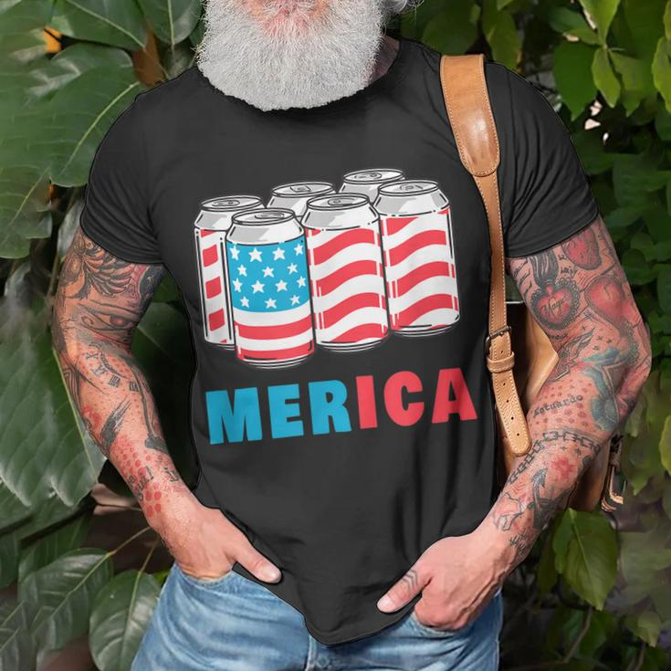Merica Funny 4Th Of July Beer Patriotic Usa Flag American Unisex T-Shirt Gifts for Old Men