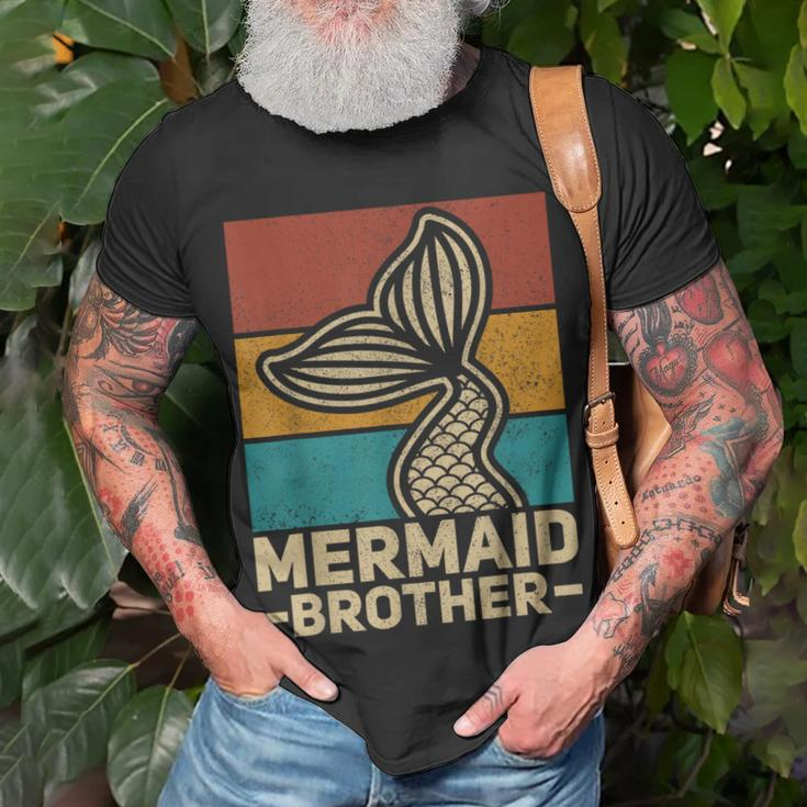 Mermaid Brother Mermaid Birthday Party Outfit Retro Mermaid Unisex T-Shirt Gifts for Old Men