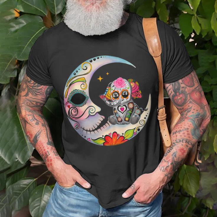 Mexican Sugar Skull Elephant Moon Dia De Muertos Halloween T-Shirt Gifts for Old Men