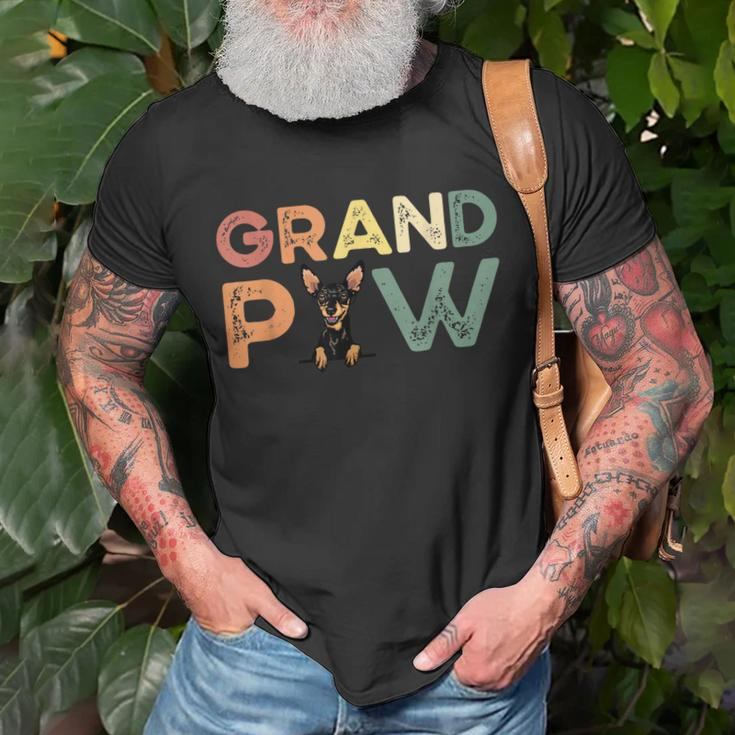 Miniature Pinscher Grandpa With Dog Names Fathers Day Unisex T-Shirt Gifts for Old Men