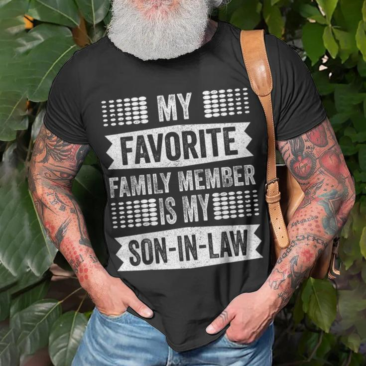 My Favorite Family Member Is My Son In Law Humor Retro Funny Unisex T-Shirt Gifts for Old Men
