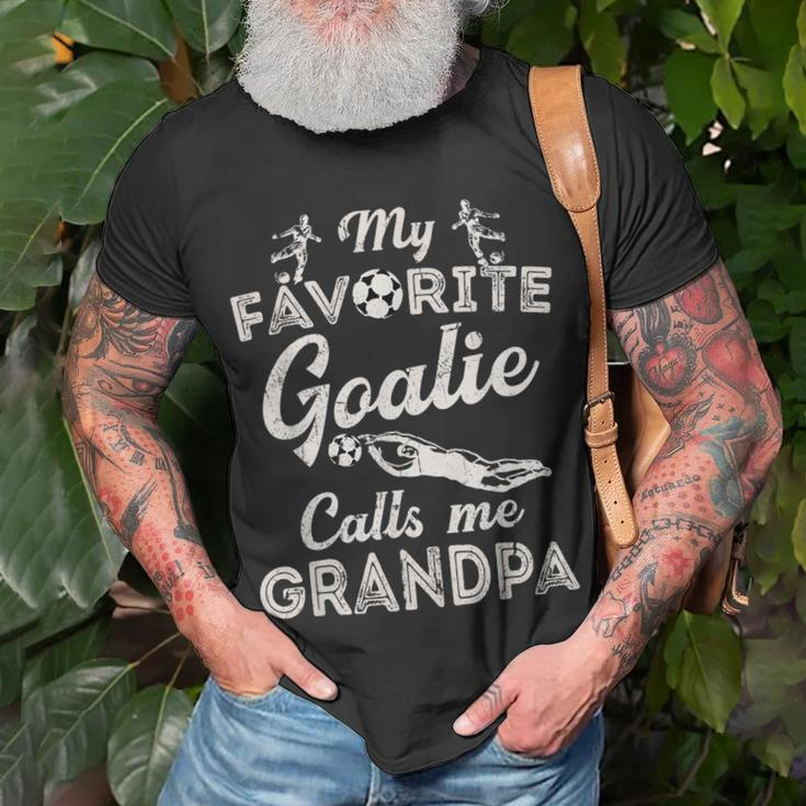 My Favorite Goalie Calls Me Grandpa Soccer Fathers Day Unisex T-Shirt Gifts for Old Men