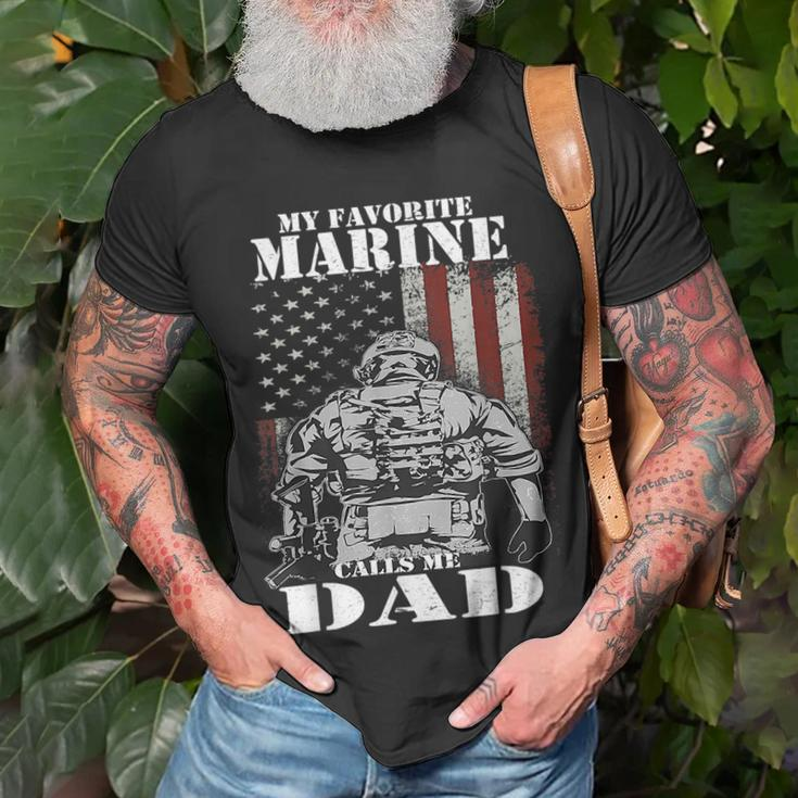 My Favorite Marine Calls Me Dad Fars Day Marine Unisex T-Shirt Gifts for Old Men