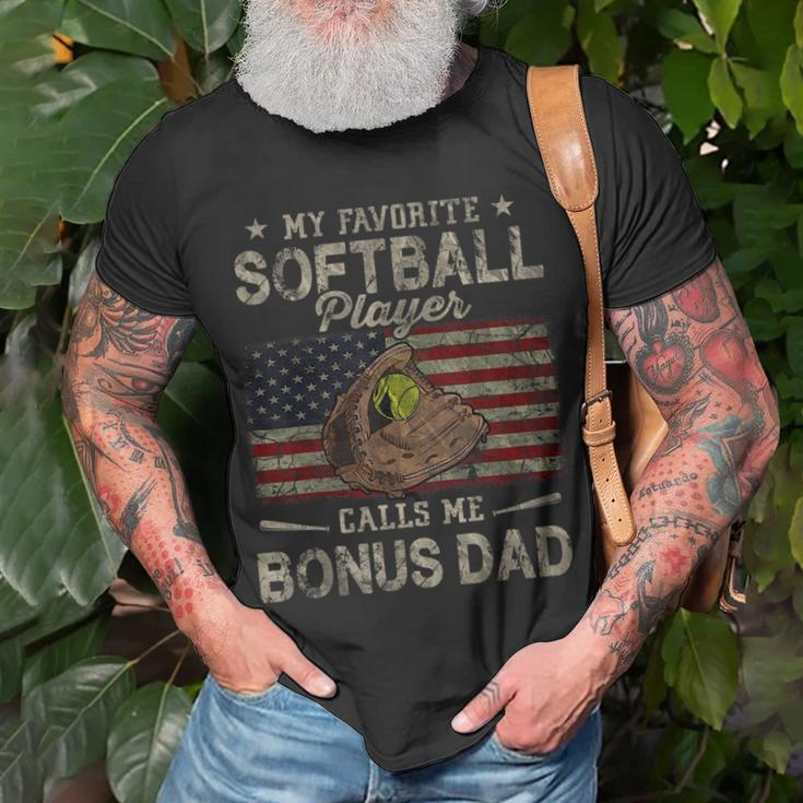 My Favorite Softball Player Calls Me Bonus Dad Fathers Day Unisex T-Shirt Gifts for Old Men