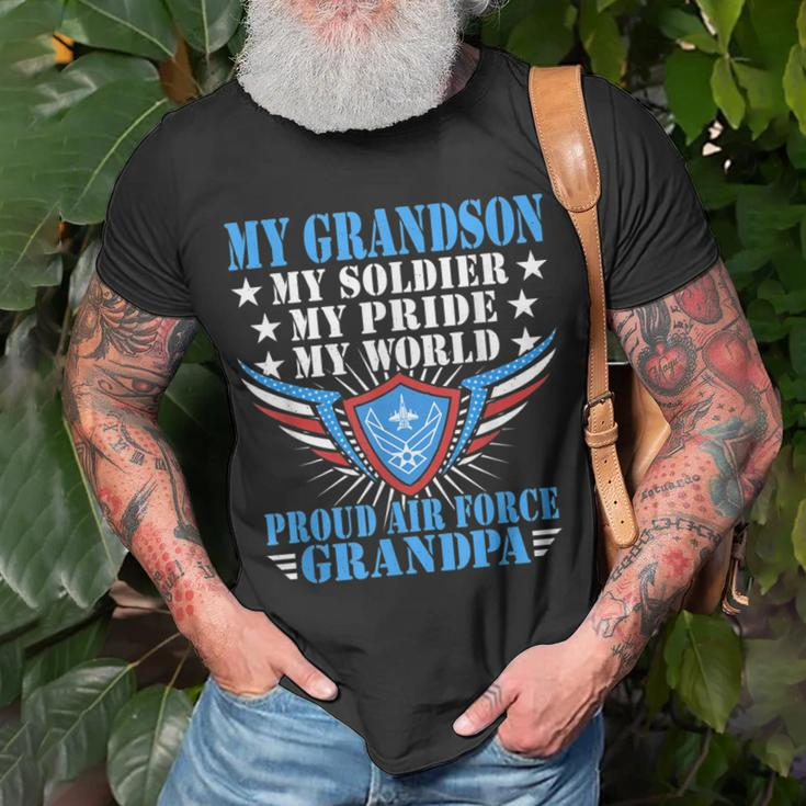 My Grandson Is A Soldier Airman Proud Air Force Grandpa Gift Gift For Mens Unisex T-Shirt Gifts for Old Men