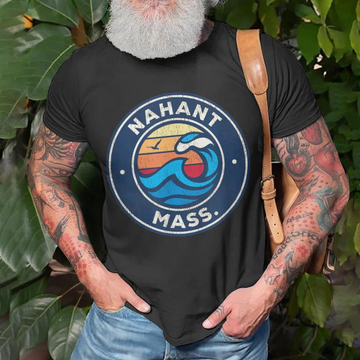 Nahant Massachusetts Ma Vintage Nautical Waves T-Shirt Gifts for Old Men