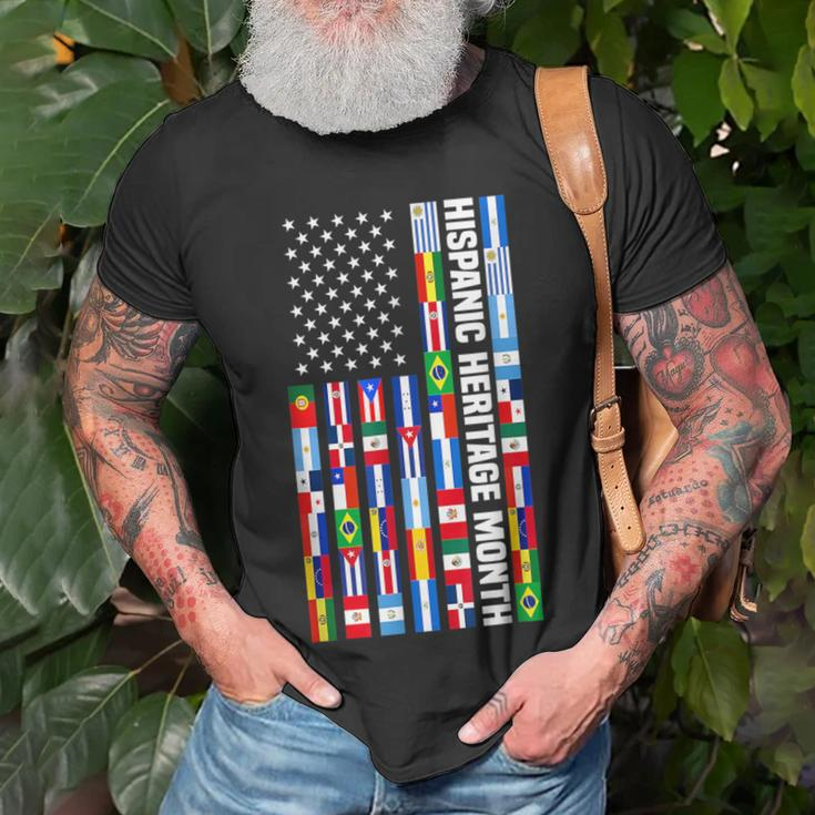 National Hispanic Heritage Month Spanish Countries Usa Flag T-Shirt Gifts for Old Men