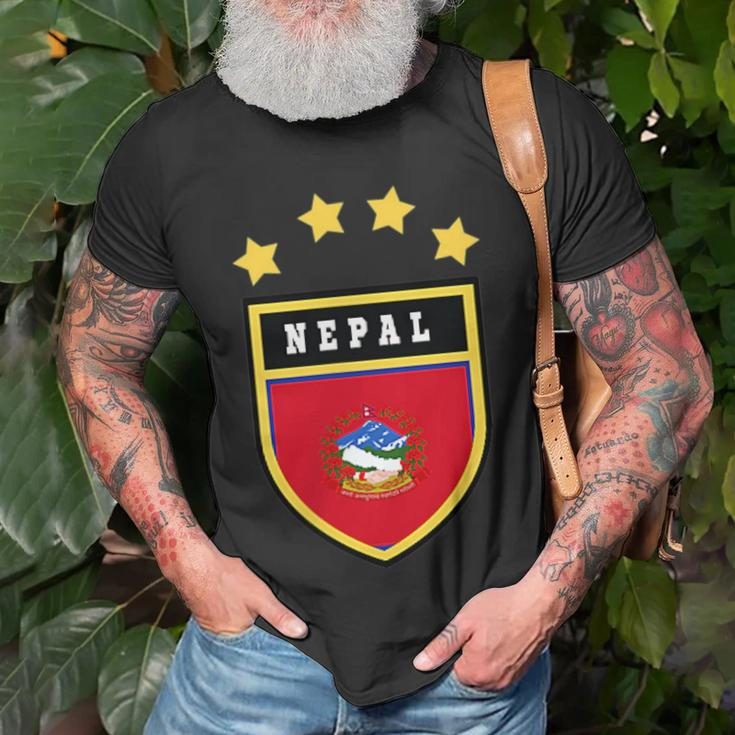 Nepal Pocket Coat Of Arms National Pride Flag Unisex T-Shirt Gifts for Old Men