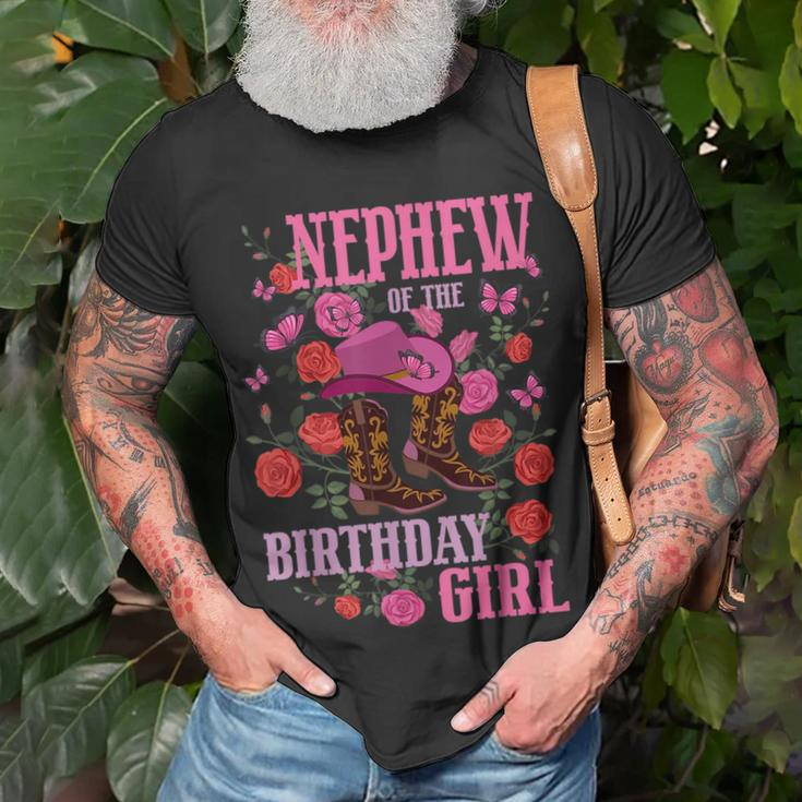 Nephew Of The Birthday Girl Cowgirl Boots Pink Matching Unisex T-Shirt Gifts for Old Men