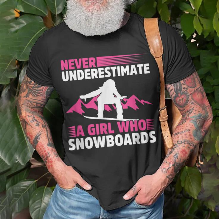Never Underestimate A Girl Snowboard Snowboarder Wintersport Unisex T-Shirt Gifts for Old Men