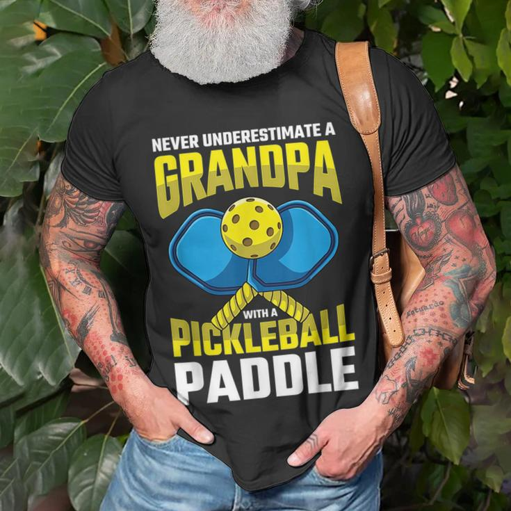 Never Underestimate A Pickleball Grandpa Player Funny Gift For Mens Unisex T-Shirt Gifts for Old Men