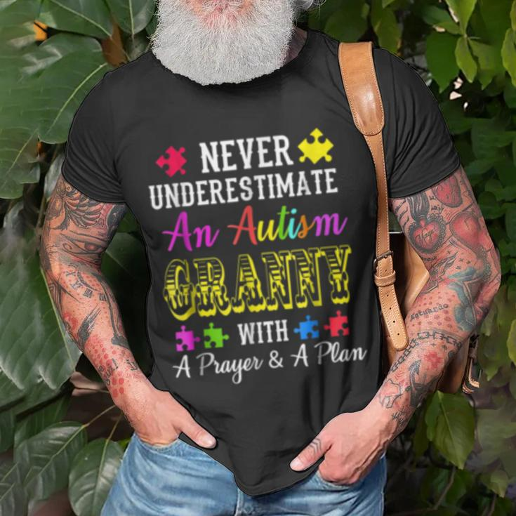 Never Underestimate An Autism GrannyAwareness Autism Funny Gifts Unisex T-Shirt Gifts for Old Men