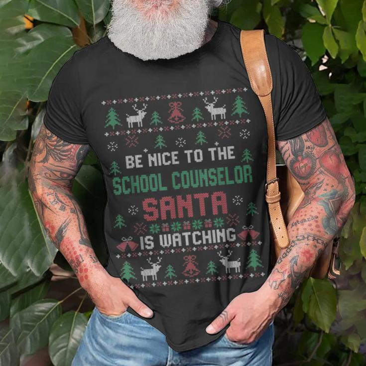 Be Nice To The School Counselor Ugly Christmas Sweaters T-Shirt Gifts for Old Men
