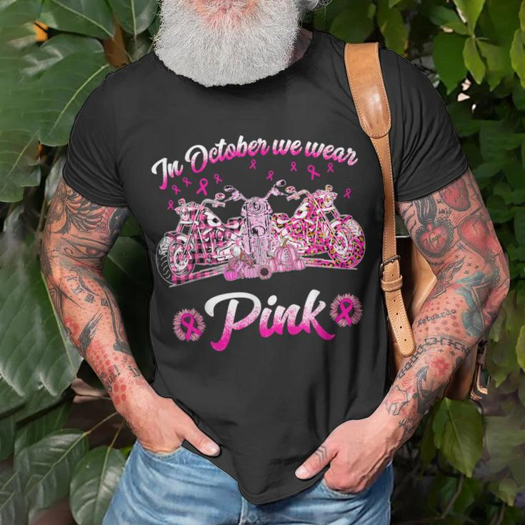 In October We Wear Pink Motorcycles Biker T-Shirt Gifts for Old Men