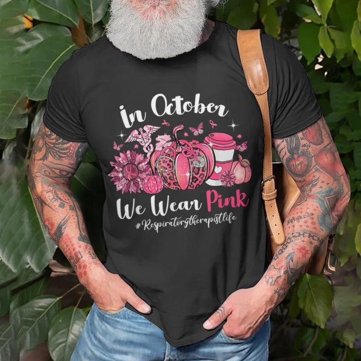 In October We Wear Pink Respiratory Therapist Breast Cancer T-Shirt Gifts for Old Men