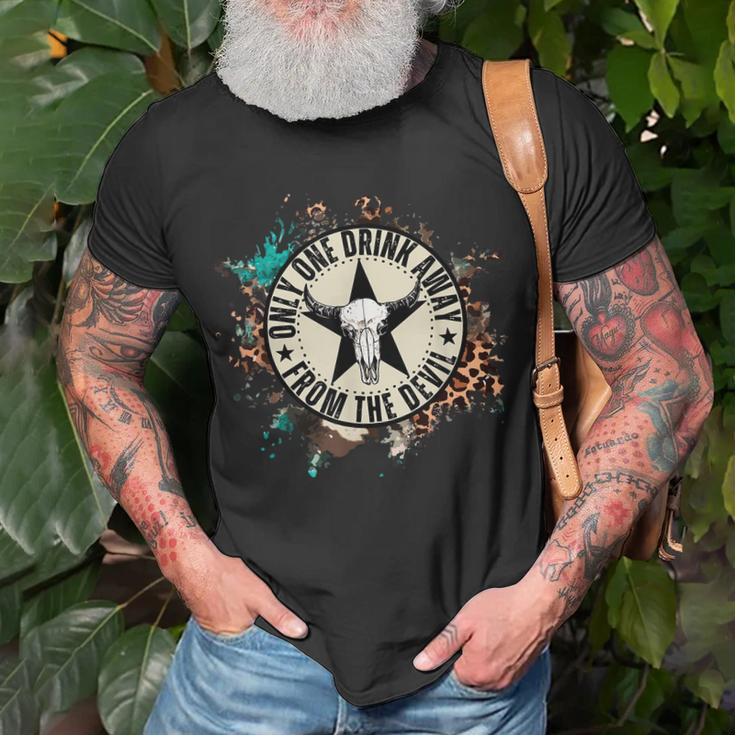 Only One Drink Away From The Devil Western T-Shirt Gifts for Old Men