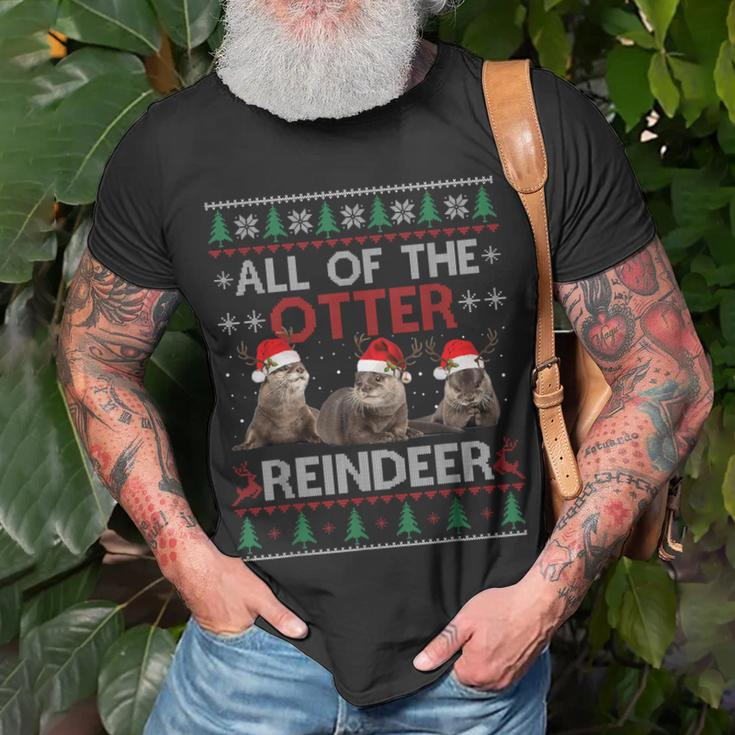 All Of Otter Reindeer Christmas Ugly Sweater Pajamas Xmas T-Shirt Gifts for Old Men
