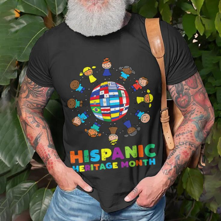 Hispanic Heritage Month Around Globe Hispanic Flags Boys T-Shirt Gifts for Old Men