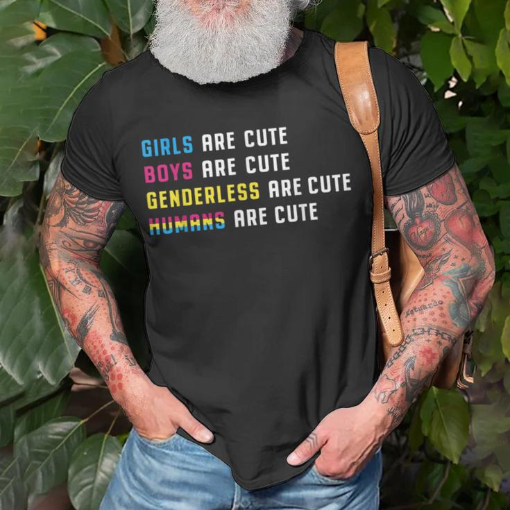 Pansexual Pride Girls Boys Genderless Humans Are Cute Lgbt Unisex T-Shirt Gifts for Old Men