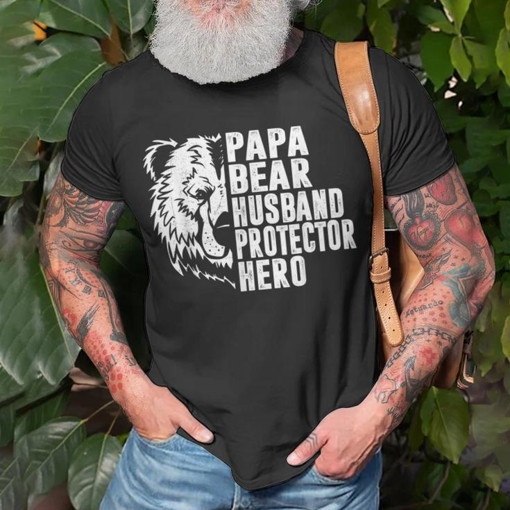 Papa Bear Husband Protector Hero Funny Dad Fathers Day Gift For Mens Unisex T-Shirt Gifts for Old Men